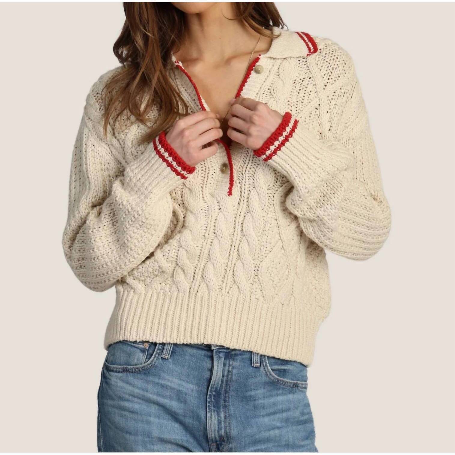 New Dylan Charlotte Cable Button Sweater In Natural